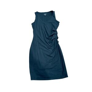 Athleta Black Ruched Side Sleeveless Midi Dress Size Medium